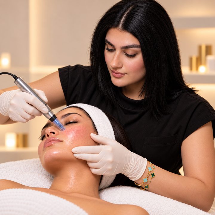 Hamsa performing microneedling