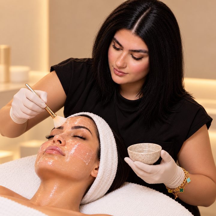 Hamsa applying the Signature Facelift Peel